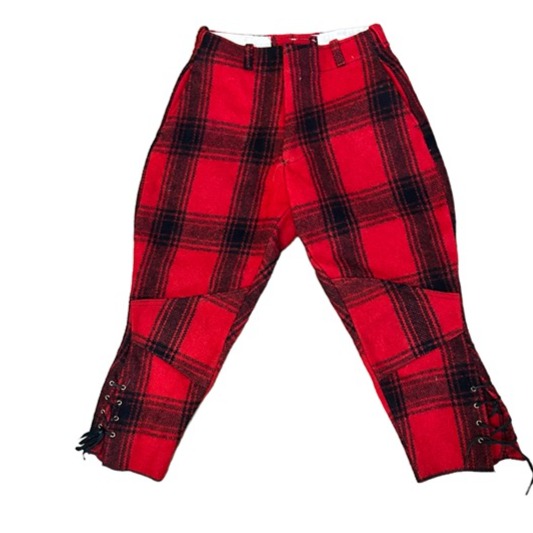 Vintage 1930s Northway Buffalo Plaid Wool Hunting Pants Breeches 26 Waist
