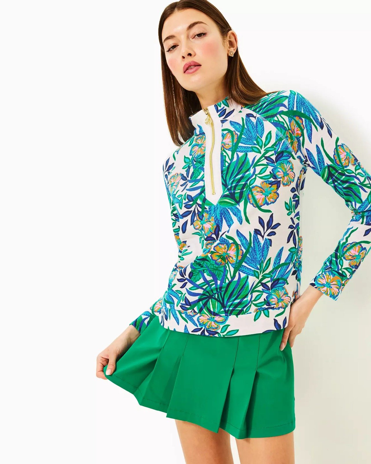 Lilly Pulitzer Ashlee Zip Pullover Multi Golden Glam XL New NWT