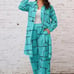 Woman Geometric Print Long Shirt Dress with wide Leg Pants with Pockets SIZE 0XL