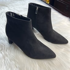 C Comfort Black Faux Suede Pointed Toe Booties