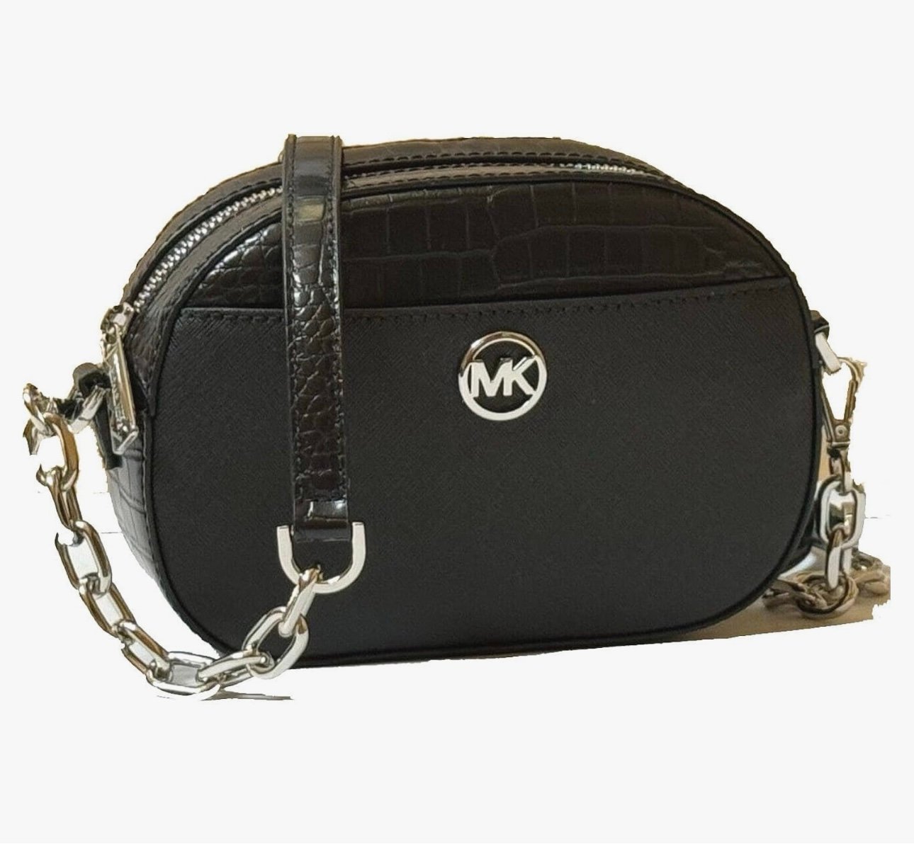 Michael Kors Jet Set Glam Oval Crossbody Leather Bag