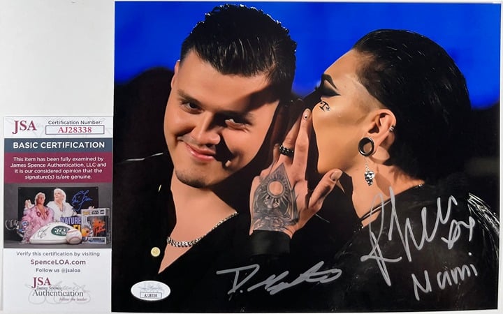 WWE Rhea Ripley & Dominik Mysterio Signed Judgment Day 8x10 Photo JSA COA
