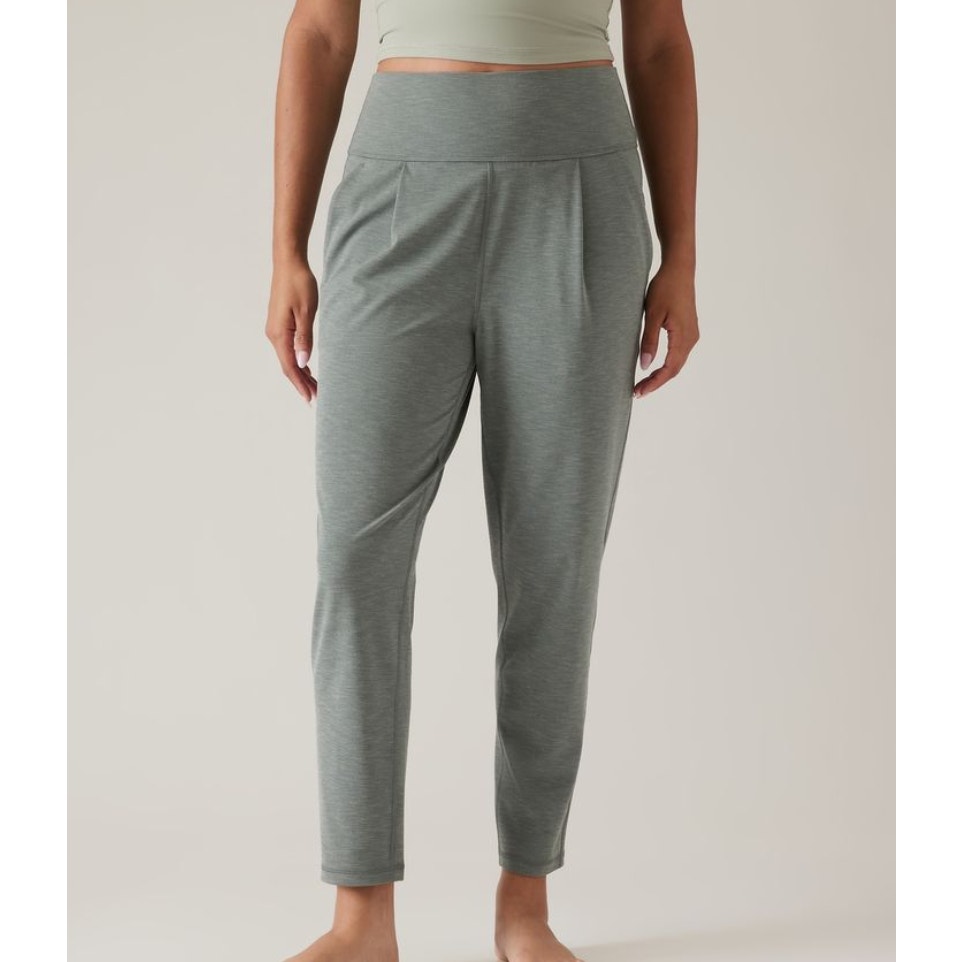 Athleta Elation Pant Women Size Small Greenish Grey High Rise Cropped Activewear