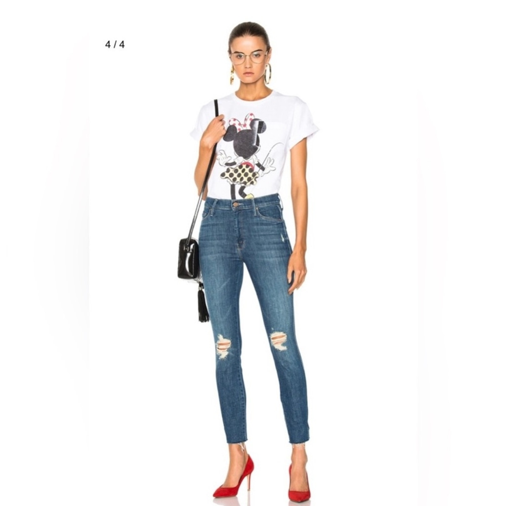 Mother The Vamp Fray Distressed Skinny Jeans In Crazy Like A Fox Wash Size 24