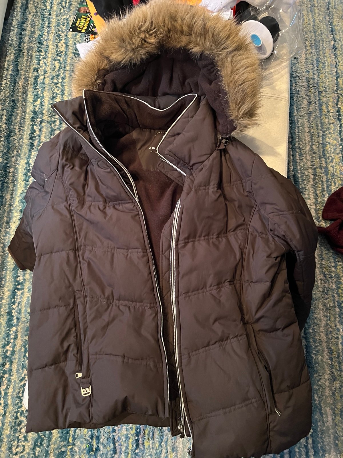 Free Country Power Down Series L Brown Removable Hooded Driftwood Puffer Jacket