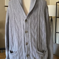 Tasso Elba Cotton Chunky Cable Knit Shawl Collar Button Cardigan Sweater Grey XL