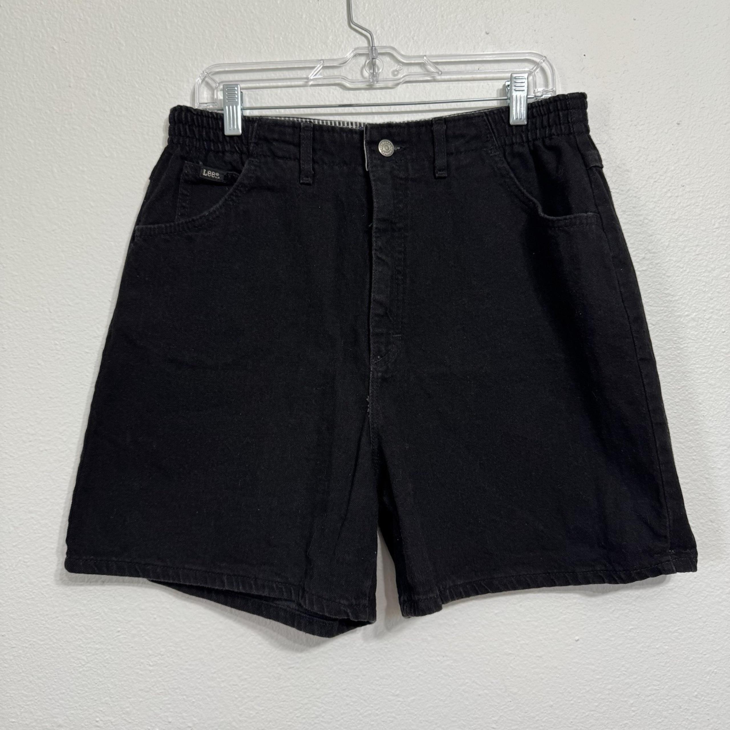 Lee Black High Waisted Denim Shorts Womens Size 16 Petite USA Made Vintage
