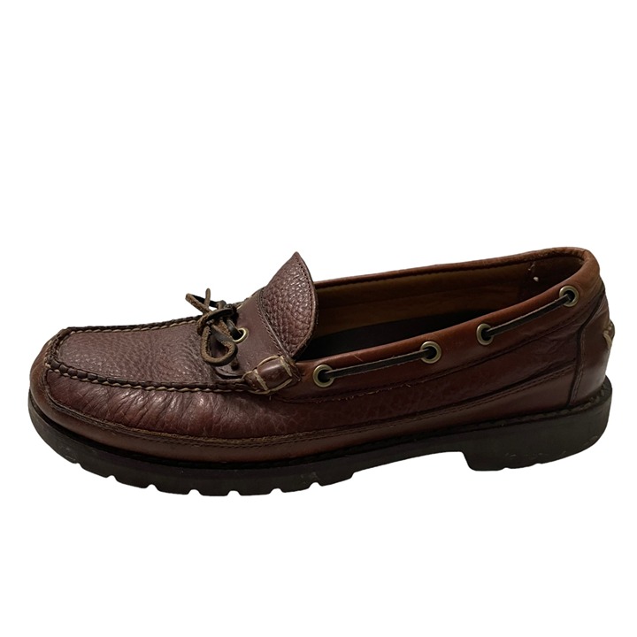 L.L. Bean Mens Brown Leather Allagash Academia Y2K Slip On Loafer Shoes Size 9