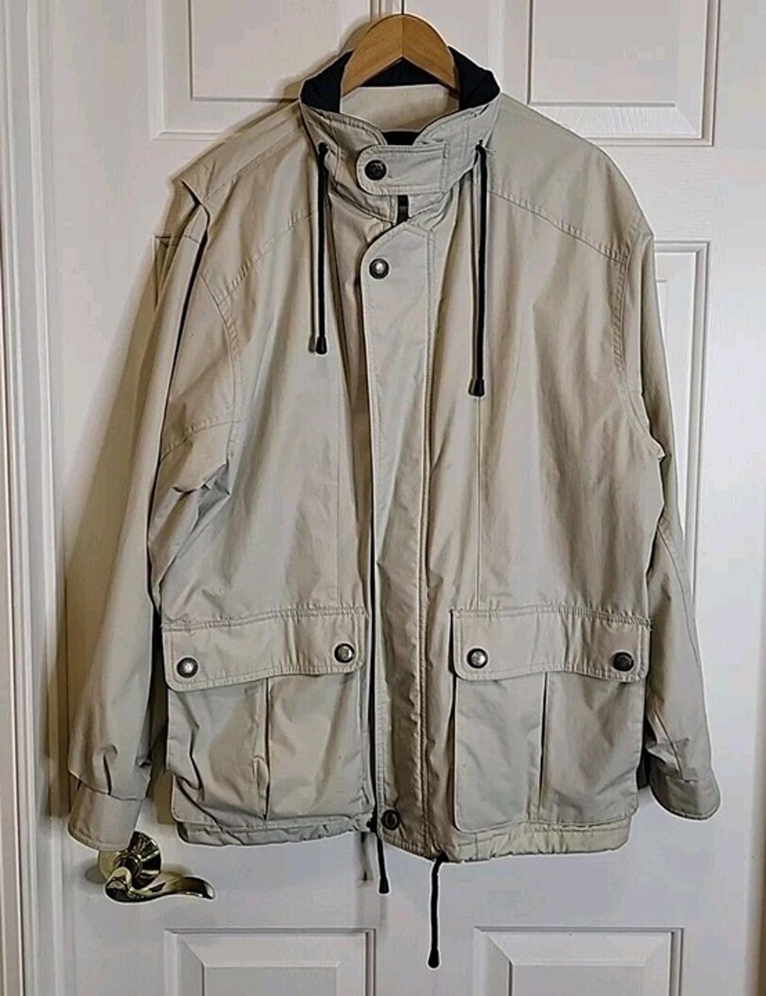 Vintage London Fog Mens Jacket Size Medium Zip Up Long Sleeve Khaki Brown Beige