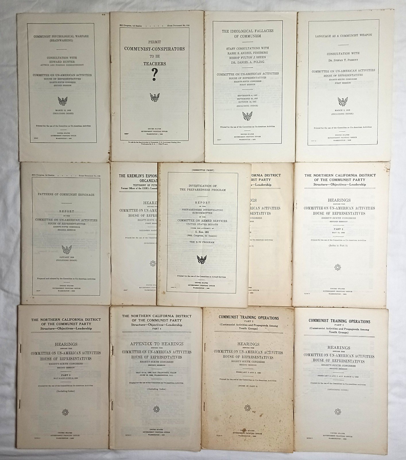 Committee On Un-American Activities Booklets Lot Of 13 From 1958 - 1960