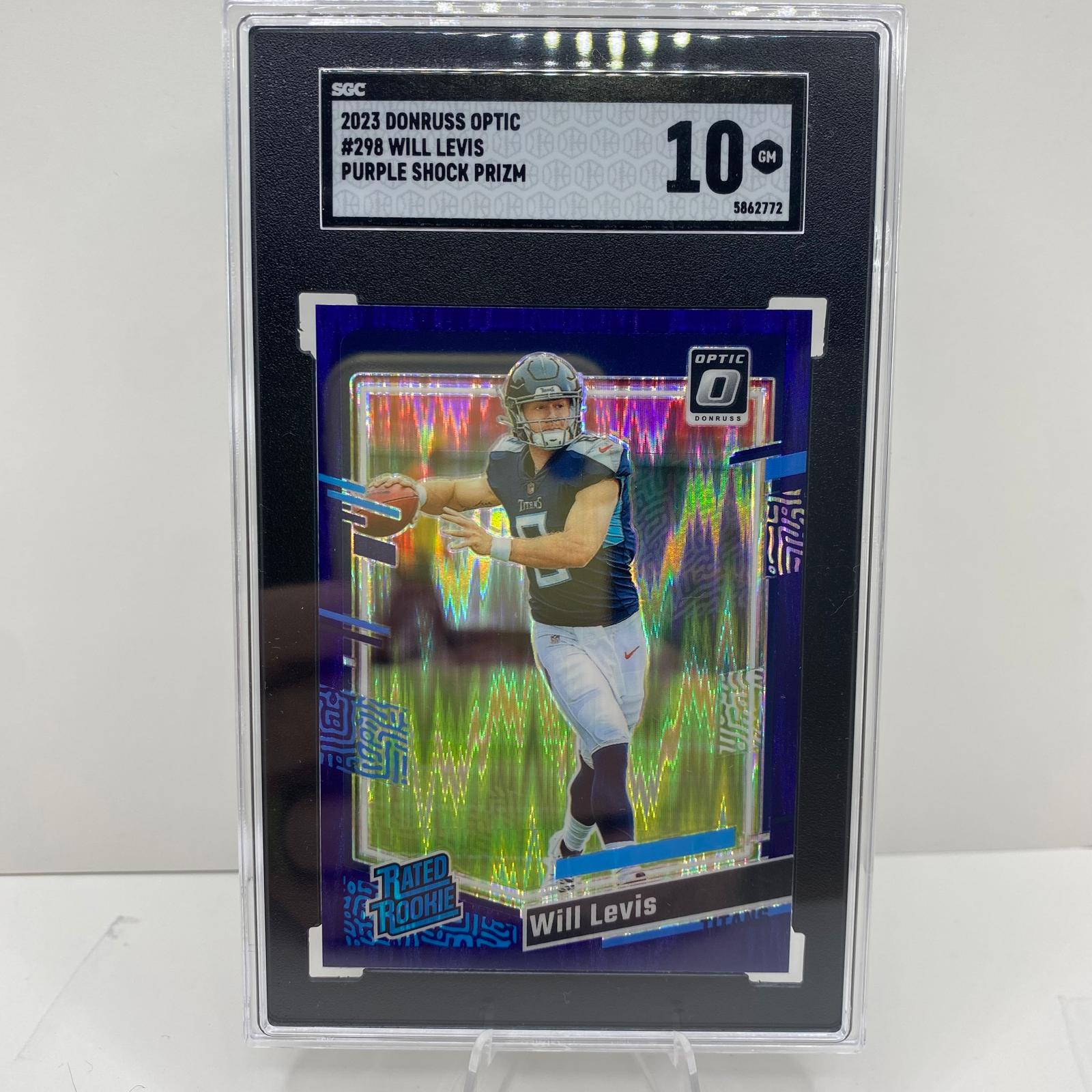 2023 DONRUSS OPTIC WILL LEVIS PURPLE SHOCK PRIZM SGC 10