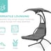 New Outdoor Hanging Curved Steel Chaise Lounge Chair Swing w/Built-in Pillow and
