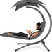 New Outdoor Hanging Curved Steel Chaise Lounge Chair Swing w/Built-in Pillow and