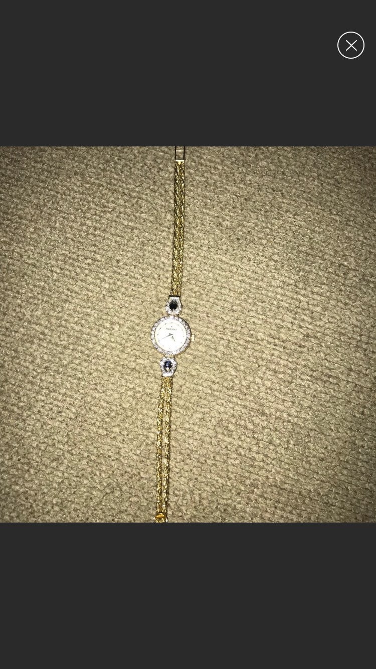 Mavado 14k Diamond sapphire watch sold