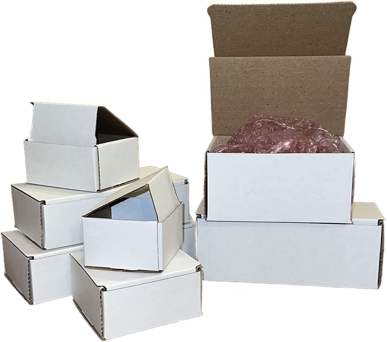50 14x4x4 White Cardboard Paper Boxes Mailing Packing Shipping Box Corrugated...