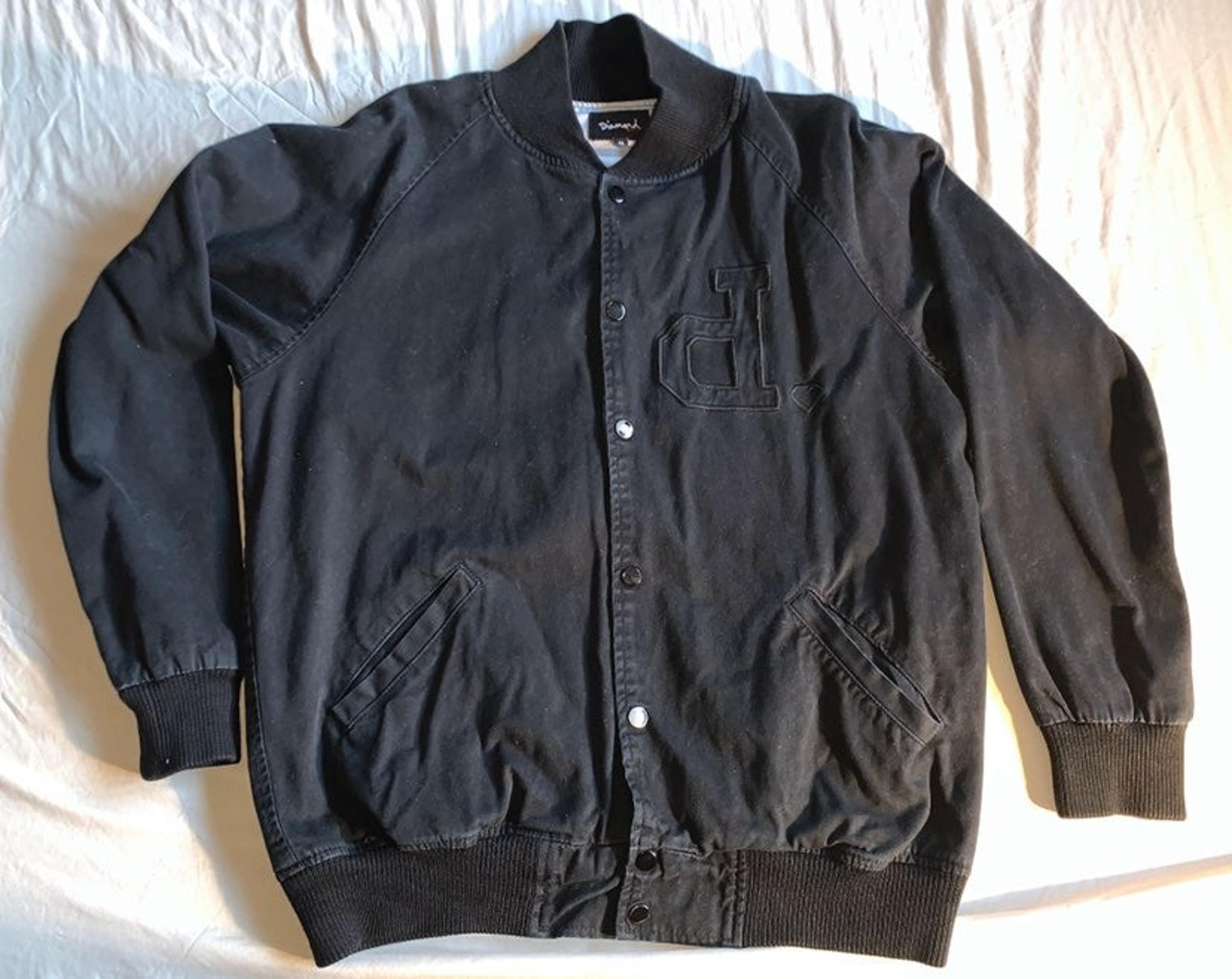 Diamond Varsity Jacket Button Up Distres