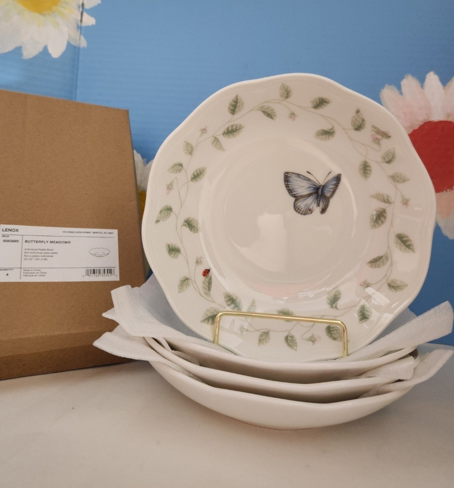 LENOX Butterfly Meadow® Pasta Bowls Set of 4