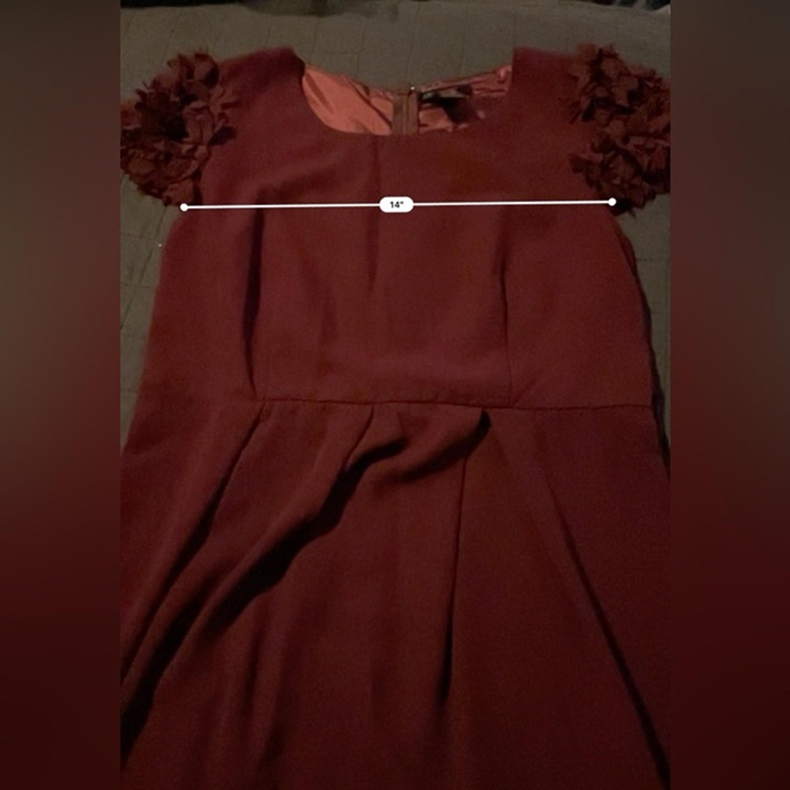 Esley Dress Burgundy Ruffle Cap Sleeves Medium