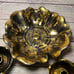 Stangyl Pottery Handpainted Black & Gold Floral Petal Design Bowl & Candlesticks