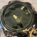 Stangyl Pottery Handpainted Black & Gold Floral Petal Design Bowl & Candlesticks