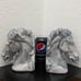 Vintage MCM Mid Century Modern Bluish Gray Crackled Ceramic Horse Head Bookends