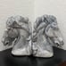 Vintage MCM Mid Century Modern Bluish Gray Crackled Ceramic Horse Head Bookends