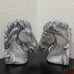 Vintage MCM Mid Century Modern Bluish Gray Crackled Ceramic Horse Head Bookends