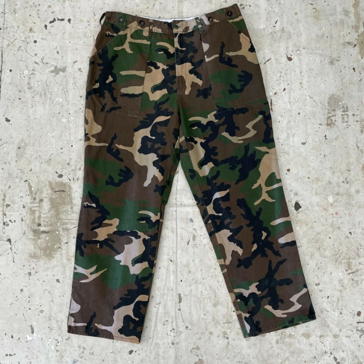 Vintage Duck Bay Woodland Camouflage Patch Pocket Pants Mens XL