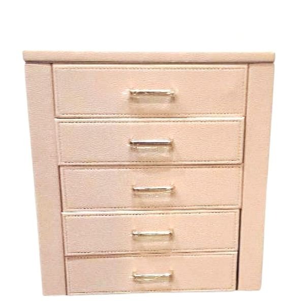 At Home 5-Drawer Pink Leather Jewelry Organizer