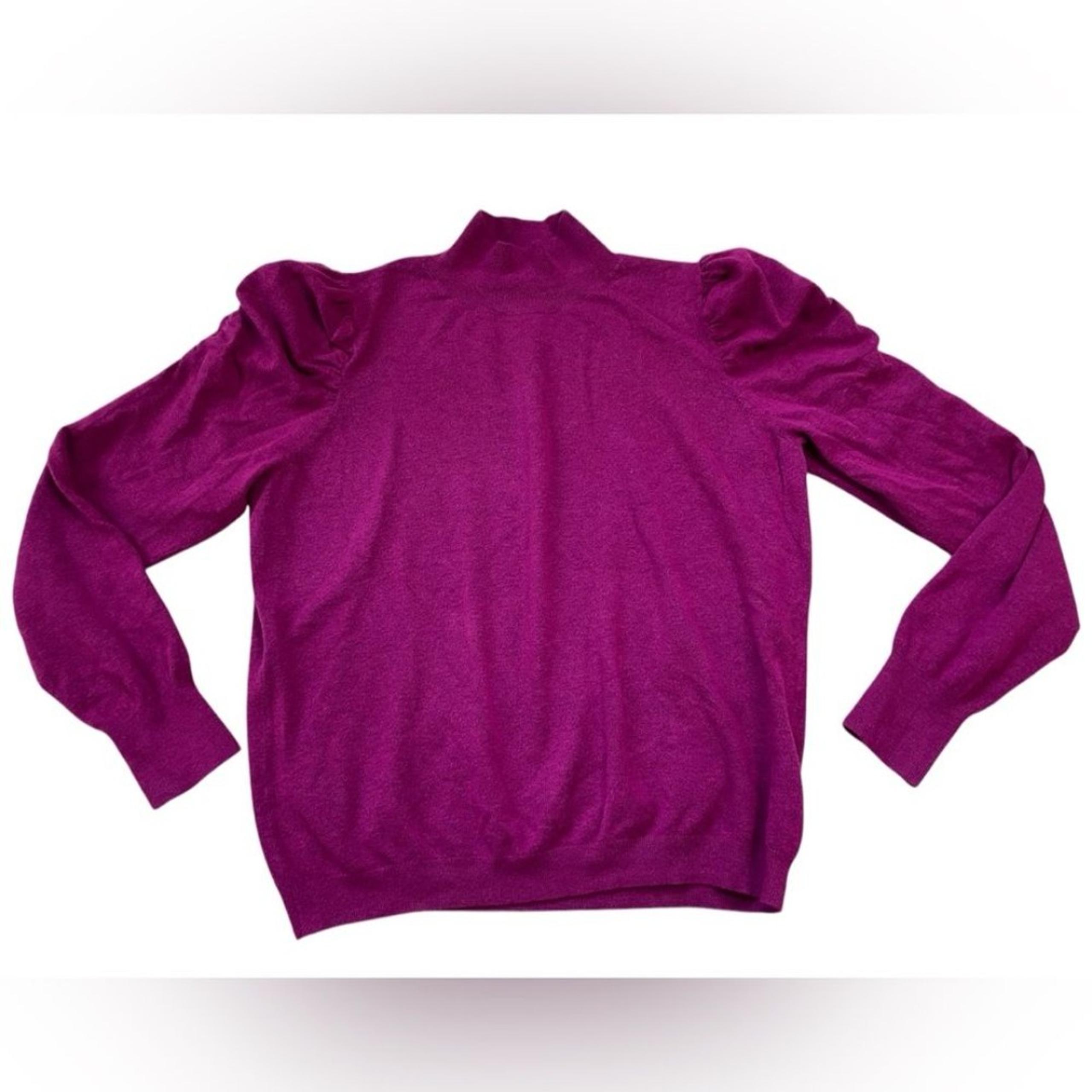 EXPRESS Fuchsia Ultra Soft Ruched Shoulder Mock Neck Sweater