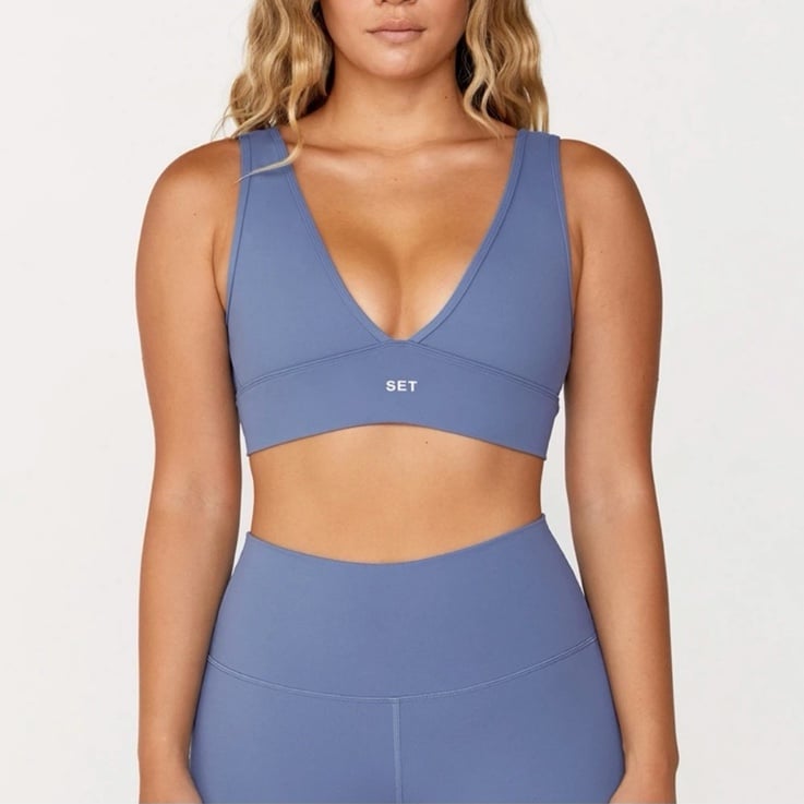 Set Active Sportbody V Dip Bra in Polo Blue Size Medium