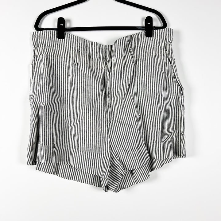 Reformation Theodore Linen Lightweight Pinstripe Mini High Waisted Shorts 12