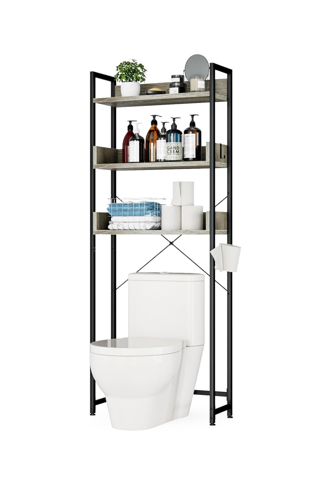 OTK Over-The-Toilet Storage, 3 Tier Bathroom Organizer Shelf, Freestanding Space
