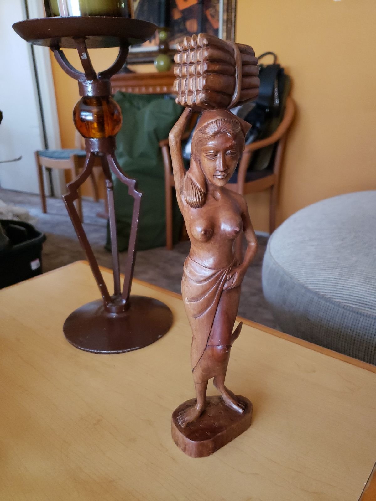 Vintage Bali Carved Wooden Statue