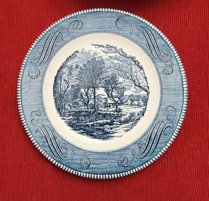 Currier & Ives plate and place setting.