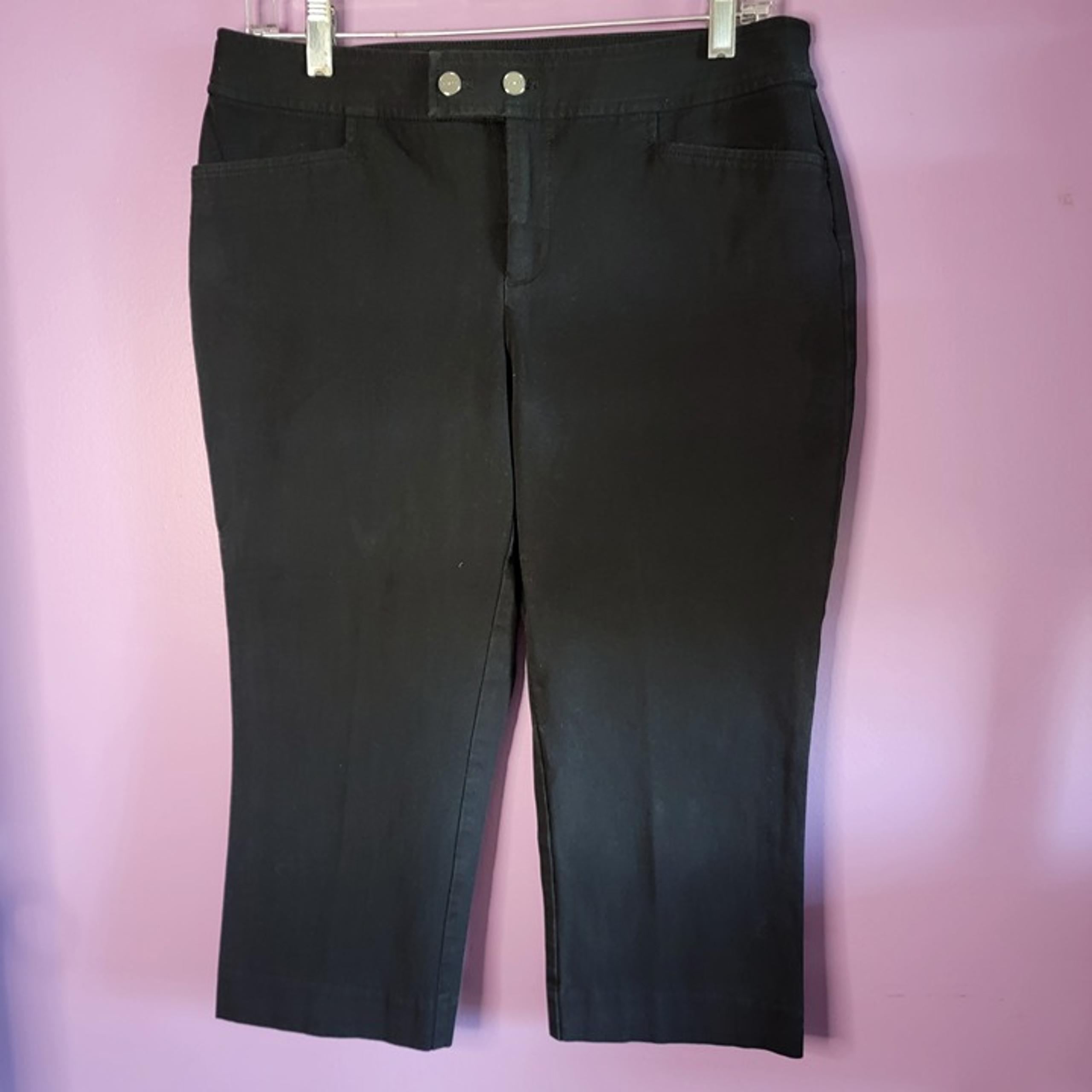 Chaps Flat Front Capri Pants BLACK Women's Size 10P Black