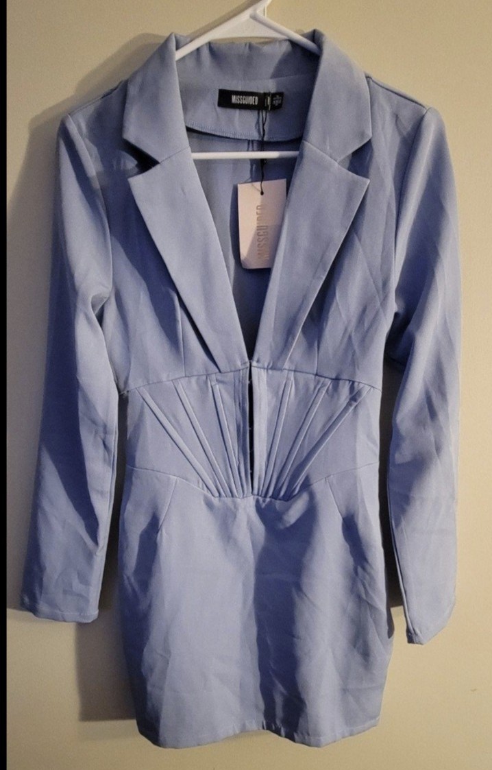 Blue corset waist dress