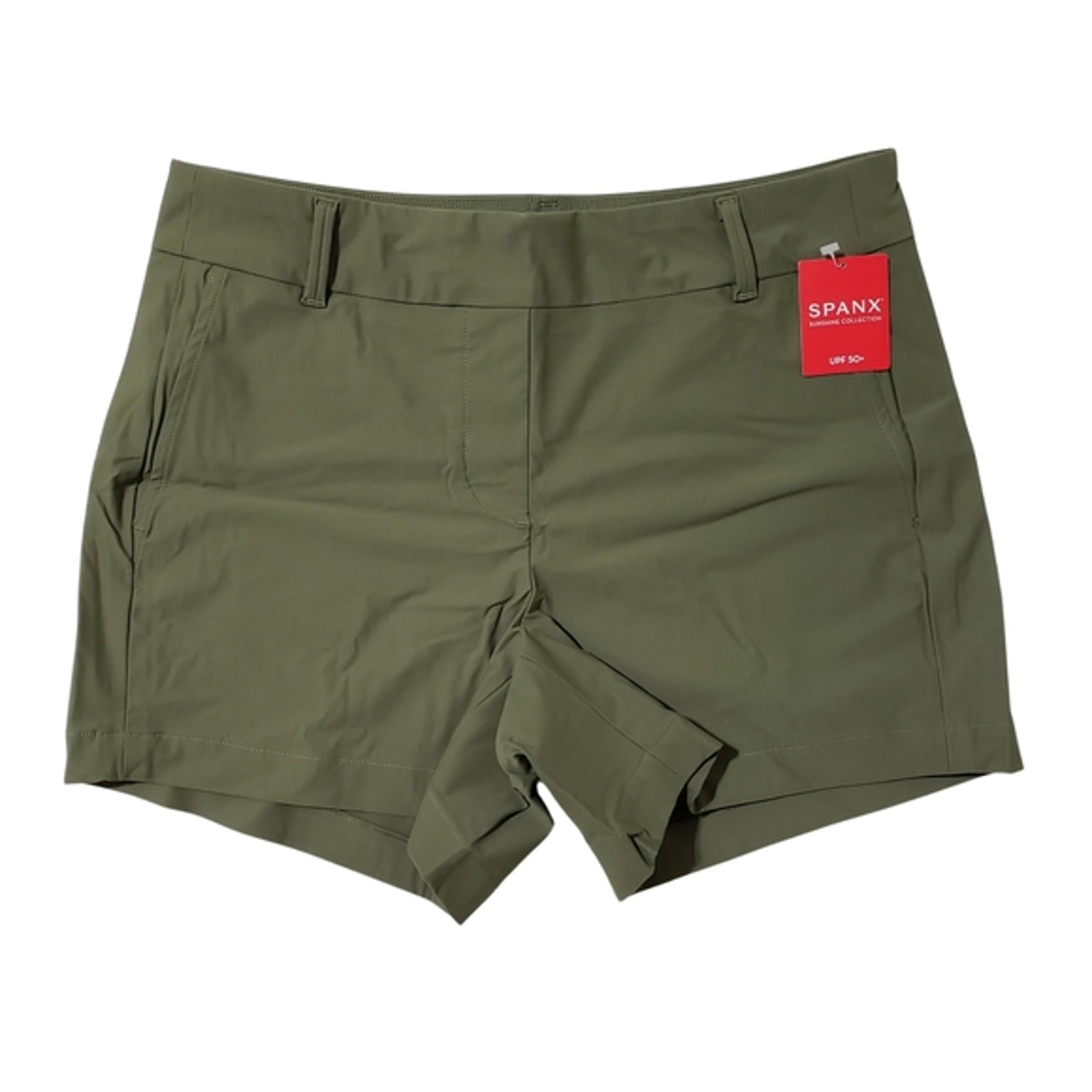 Spanx Sunshine Shorts 4” Pull-On Women Large Canopy Green UPF 50+ Stretchy Knit