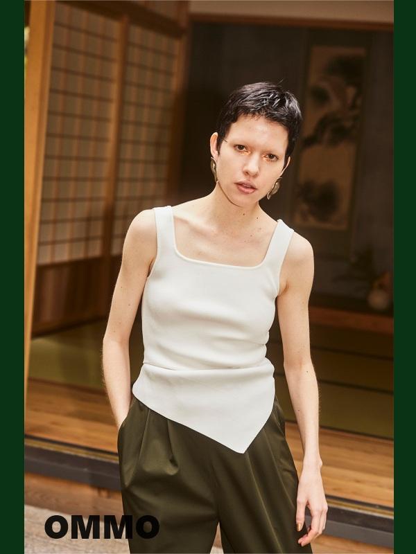 Brand New & Unused [OMMO] Tank Top ASYMME TUCK KT TOP White