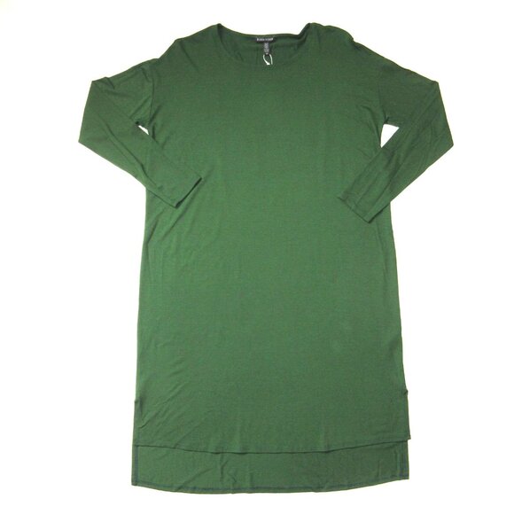 NWT Eileen Fisher Jewel Neck Shift in Hemlock Green Viscose Jersey Dress S