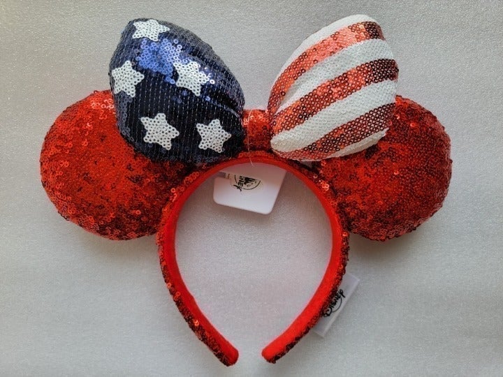 Disney Parks Minnie Mouse Patriotic Star Stripes Americana Ears Headband - NEW!!