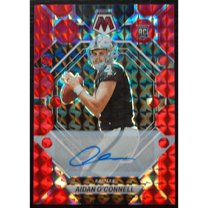 2023 Aidan O'Connell Panini Mosaic #281 Rookie Auto Red #004/199 JERSEY # MATCH
