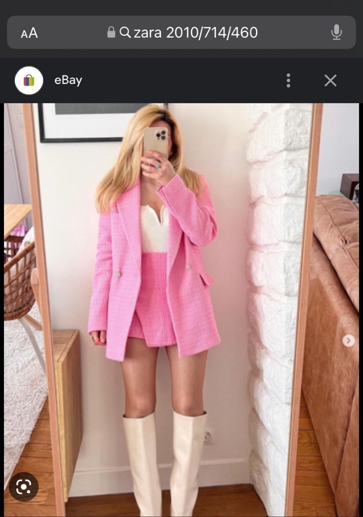 zara pink tweed blazer
