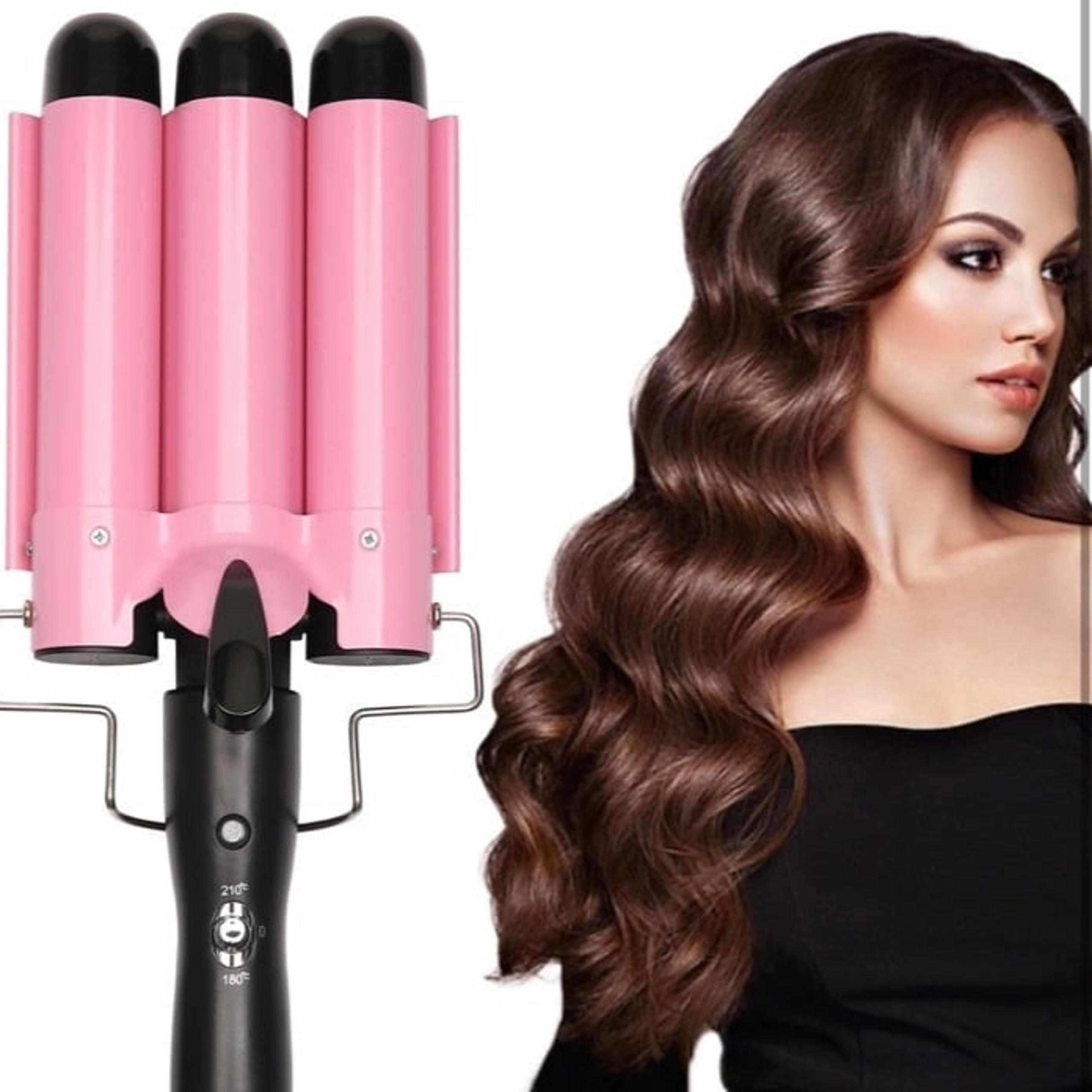 2025 Newest 3 Barrel Curling Iron Jumbo 1.25 inch (32mm) Pink Hair Curling Wand