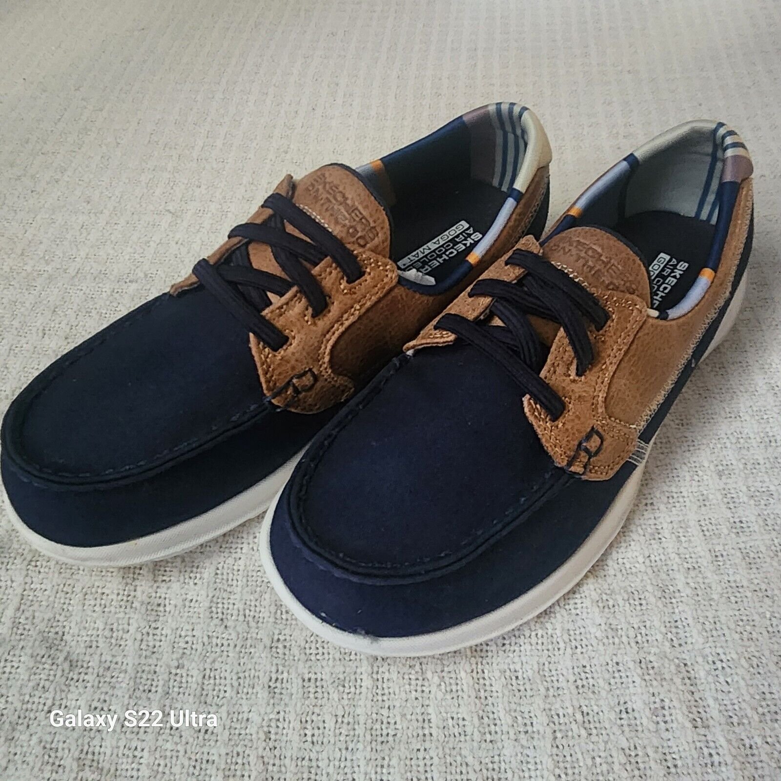 Skechers Go Walk Lite Goga Max Boat Shoes – 15430 – Navy & Tan – Women's 6