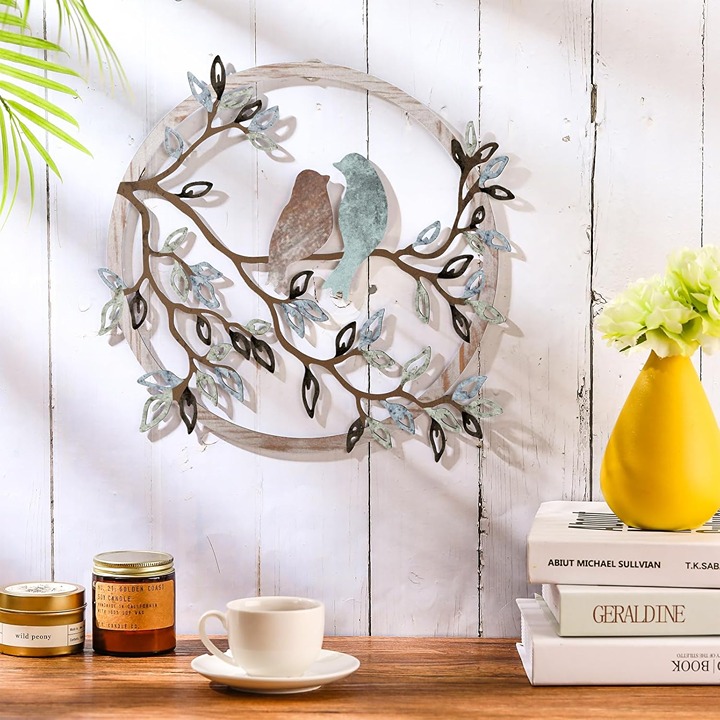 New Metal Wall Art Bird on Tree Branch Silhouette for Room or Home Decor