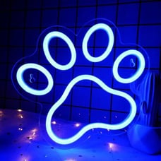 New Dog Paw Print Neon Sign LED Light for Bedroom, Kids Room & Cute Wall Decor