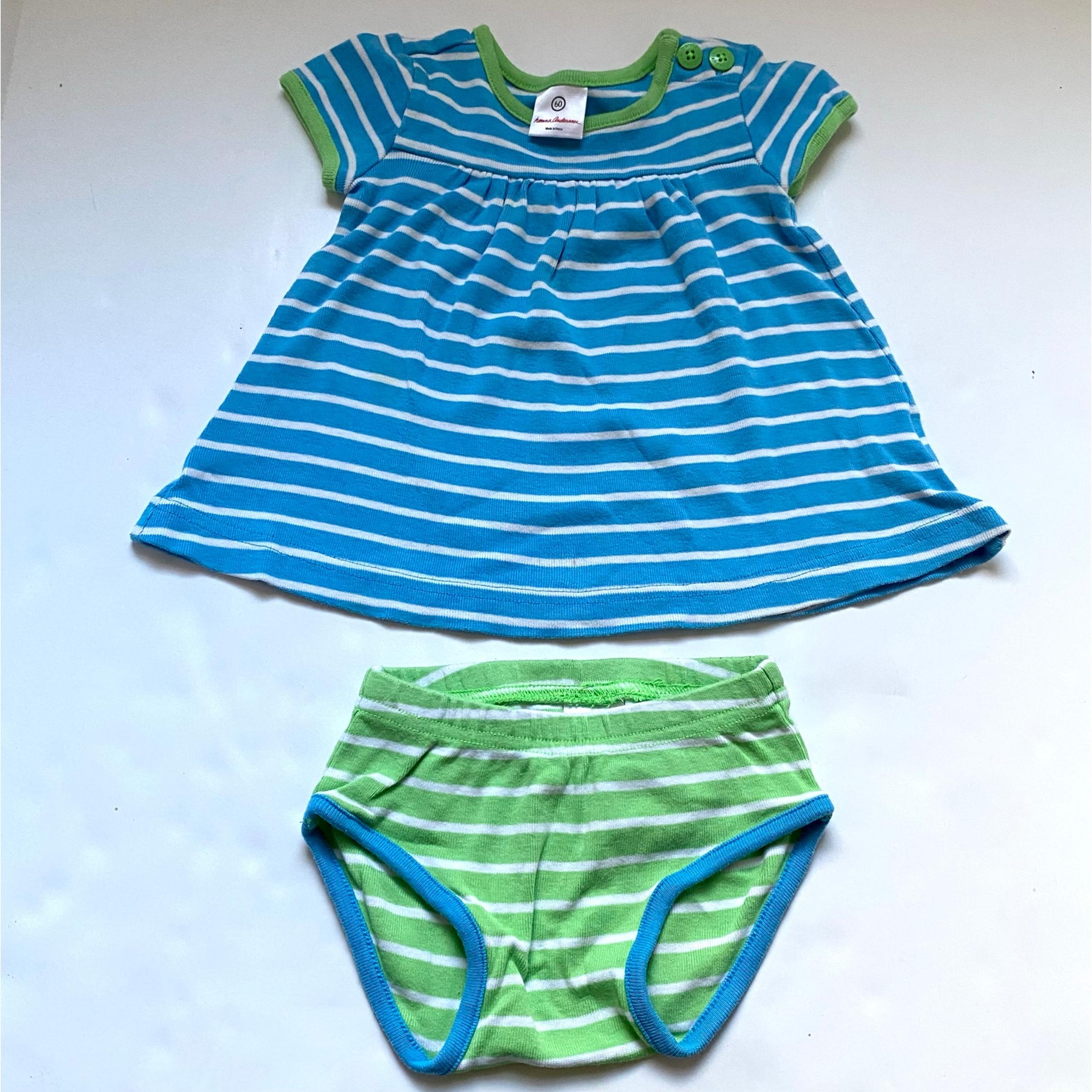 Hanna Andersson Striped Playdress & Bloomers Outfit