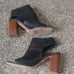 Vince. Faye Women's 6.5 Peep Toe Heels Black Leather
