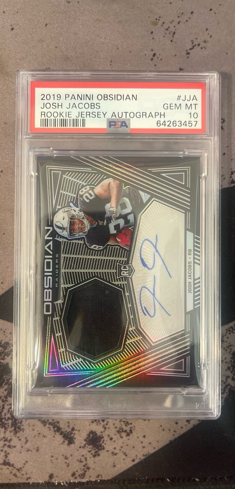 PSA 10 2019 Panini OBSIDIAN RJA-JJA JOSH JACOBS LOW POP